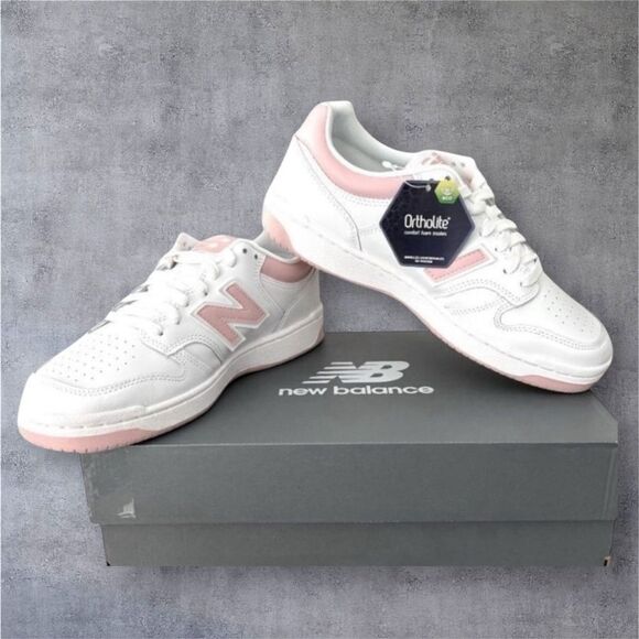 New Balance 480 White Pink Sneakers Women’s 9.5 Men’s 8 BB480LOP Leather Low Top